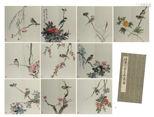 TWEENTY PAGES OF CHINESE ALBUM PAINTING OF BIRD AND FLOWER