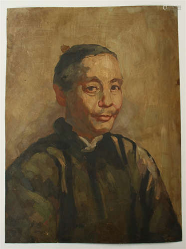 CHINESE WATERCOLOR OF A MAN ON PAPER