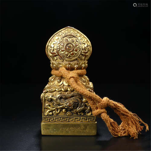 TIBETAN GILT BRONZE OFFICIAL SEAL