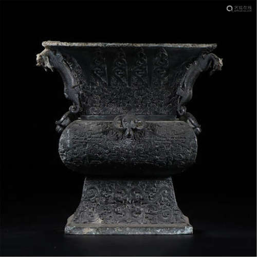 CHINESE ANCIENT BRONZE GU VASE