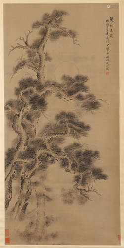 CHINESE SCROLL PAINTING OF PINE TREE