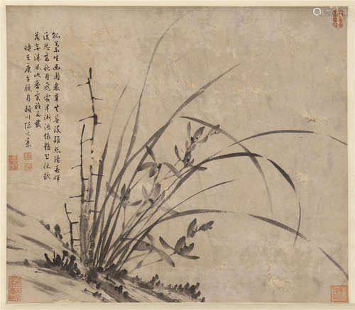 CHINESE SCROLL PAINTING OF ORCHID