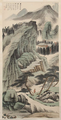 CHINESE SCROLL PAINTING OF MOUNTAIN VIEWS