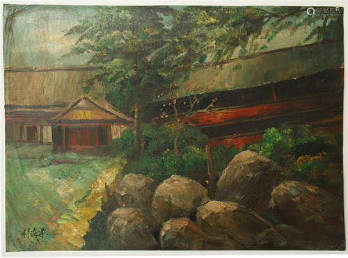 CHINESE WATERCOLOR OF GARDEN VIEWS