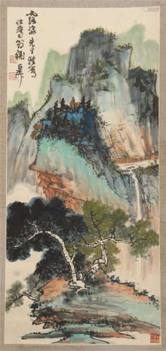 CHINESE SCROLL PAINTING OF MOUNTAIN VIEWS