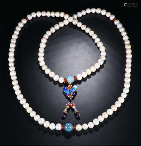 CHINESE PEARL BEAD CHAOZHU COURT NECKLACE