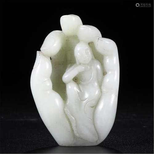 CHINESE WHITE JADE BUDDHA IN HAND