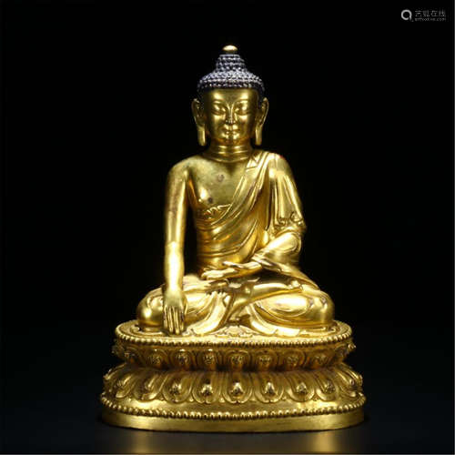 CHINESE GILT BRONZE SEATED SAKAYMUNI