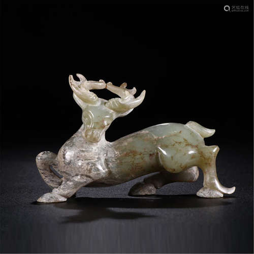 CHINESE JADE DEER TABLE ITEM