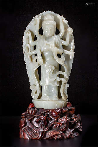 CHINESE SUGAR JADE STANDING GUANYIN