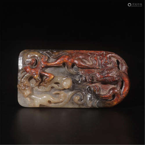 CHINESE ANCIENT JADE DRAGON PLAQUE