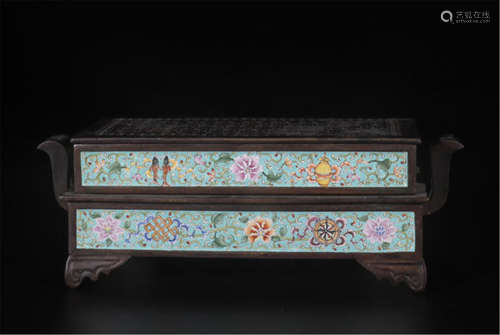 CHINESE ENAMEL FLOWER SQUARE CENSER