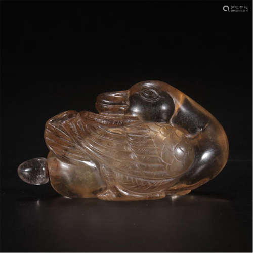 CHINESE ROCK CRYSTAL BIRD SNUFF BOTTLE