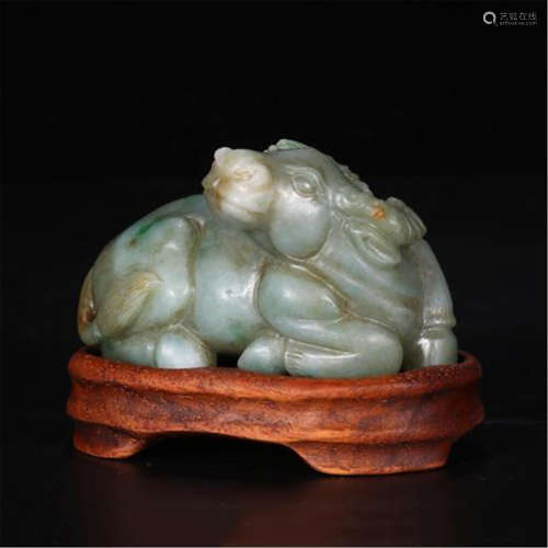 CHINESE JADEITE OX TABLE ITEM