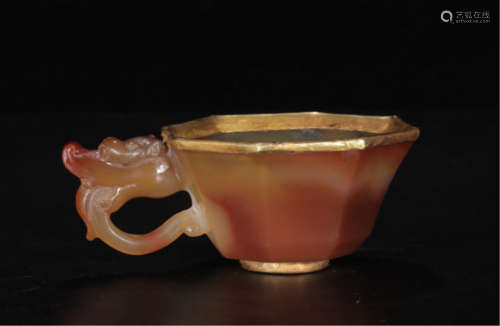 CHINESE AGATE HANDLE CUP