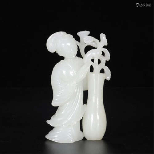 CHINESE WHITE JADE STANDING BEAUTY TABLE ITEM