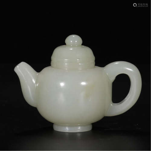 CHINESE WHITE JADE TEA POT