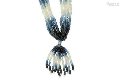 A multi-coloured sapphire bead necklace