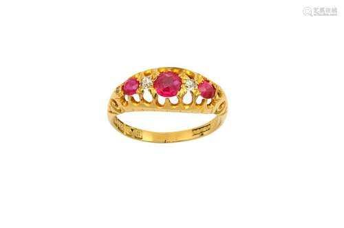 A synthetic ruby and diamond ring, 1911-12