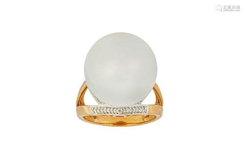 A cultured pearl and diamond dress ring