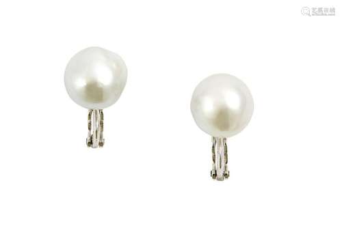 A pair of cultured pearl earrings