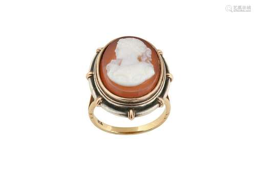 A hardstone cameo ring