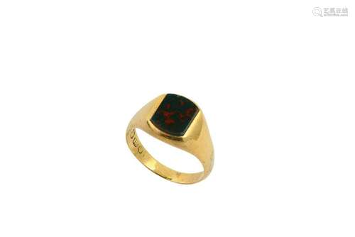 A bloodstone signet ring