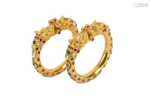 TWO GOLDEN MAKARA BANGLES