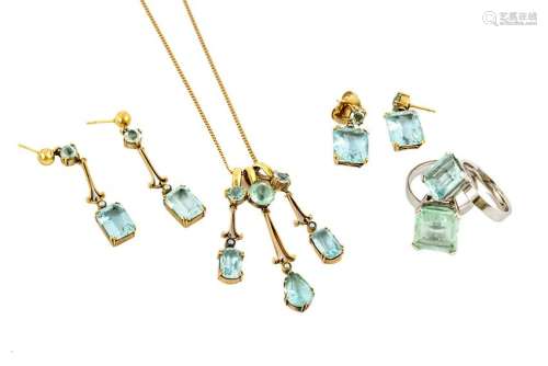 A group of aquamarine jewellery
