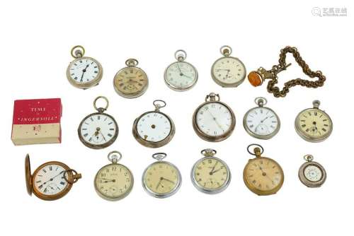 16 POCKET WATCHES AND 1 8 DAYS TRAVEL CLOCK