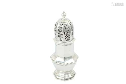 A George V sterling silver sugar caster, London 1932 by