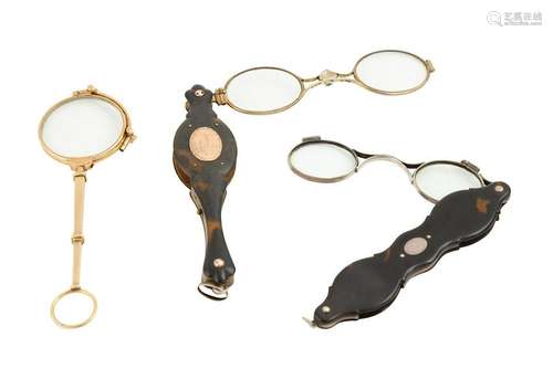 A George V 9 carat gold lorgnette, import marks for