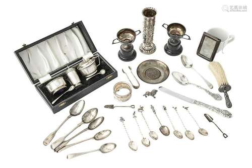 A mixed group of sterling silver and other items,