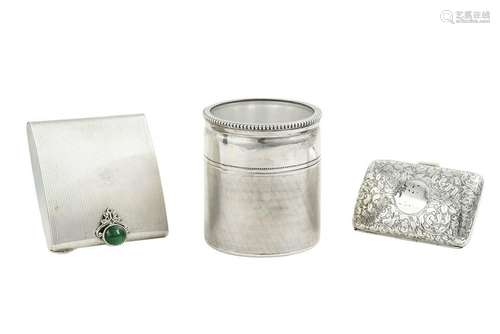 A mixed group of silver boxes, including a modern