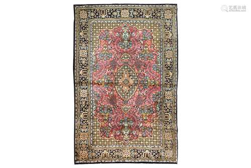 A VERY FINE SILK QUM RUG, CENTRAL PERSIA