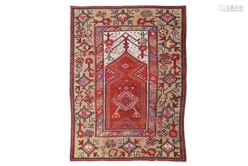 AN ANTIQUE MELAS PRAYER RUG, TURKEY