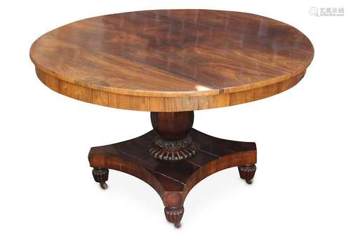 A Regency rosewood circular tilt-top breakfast table