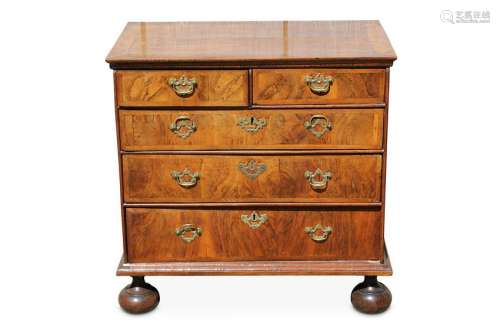 A George I walnut chest of two short and three long