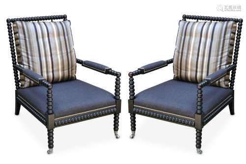 A pair of Ralph Lauren 'New Bohemian' spindle armchairs