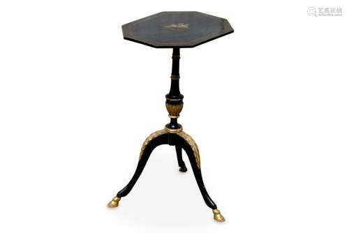 An antique Regency style black lacquered occasional