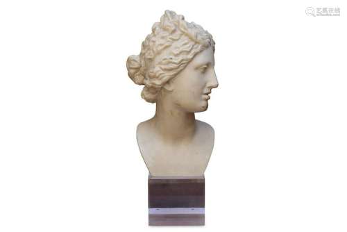 A marble effect bust of a woman's head