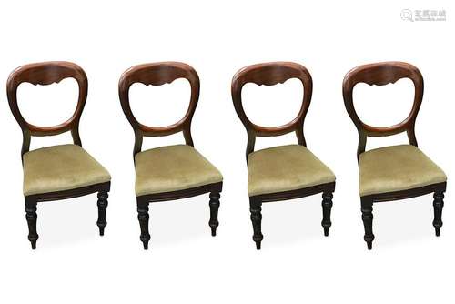 A set of four Victorian mahogany balloon back dining