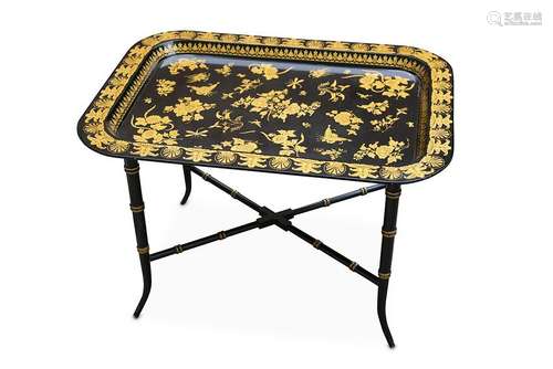 A Victorian style papier mache tray top coffee table