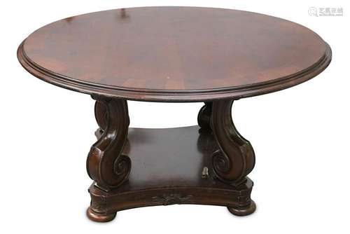 A continental mahogany circular centre table