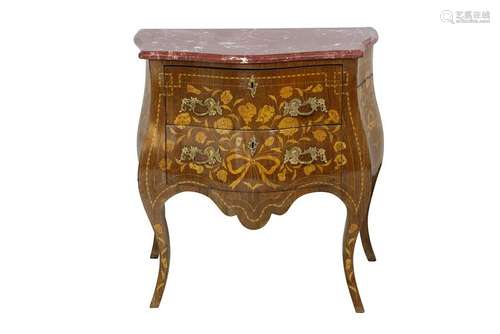 A Louis XV style gilt metal mounted mahogany and m