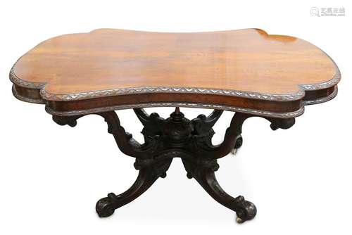 An early Victorian Irish Killarney walnut centre table