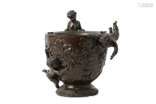 A late 19th century French bronze figural jardiniere