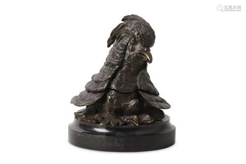 A late 19th century French bronze inkwell modelled as