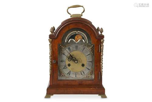 A George III style walnut mantel clock with Turkish