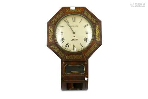 A 19th Century rosewood drop dial eight day wall clock